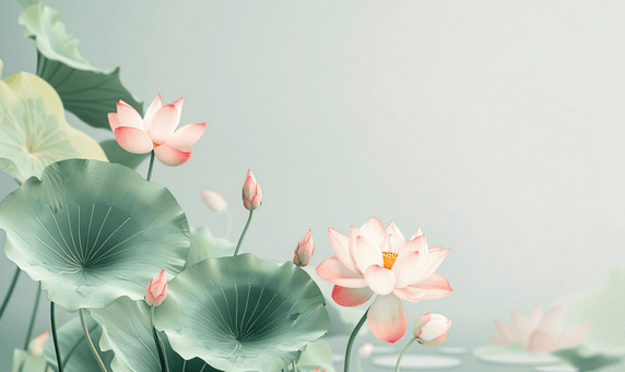 创意荷花荷叶莲花夏天夏季背景中国风优雅摄影图