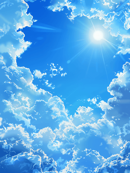 创意蓝天白云阳光灿烂蓝天与云和太阳云海