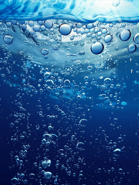 创意蓝色深海泡沫水珠气泡大海海底的背景
