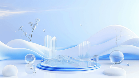蓝色大气企业宣传商务流体抽象几何流体玻璃背景67