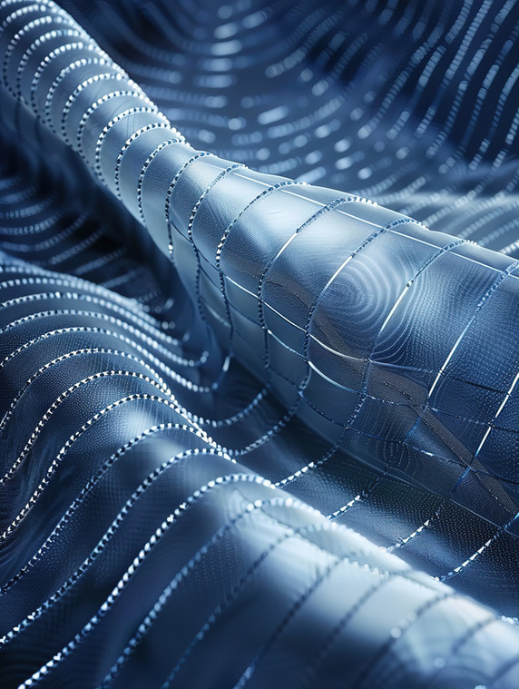 创意反光条的深蓝色编织物背景材料面料透气网状结构素材