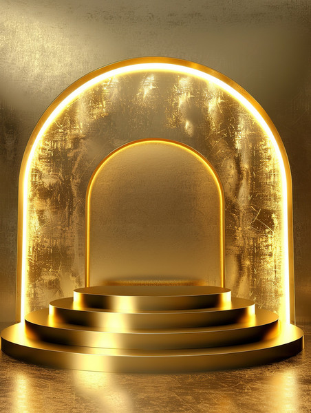 创意金色奢华舞台烫金优雅大气电商展台设计颁奖荣誉背景