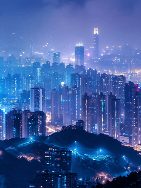 创意深圳城市夜景城市都市摩天大楼办公楼