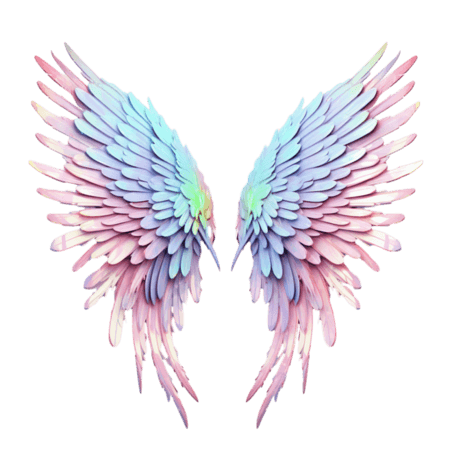 浪漫唯美游戏彩色创意翅膀飞翼元素立体免抠图案