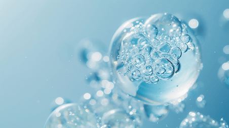 创意浅蓝色水晶晶体泡沫气泡的背景