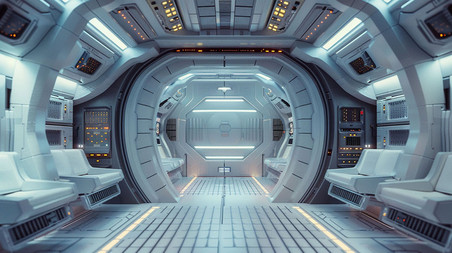 科技科幻宇宙空间站创意舱内素材背景