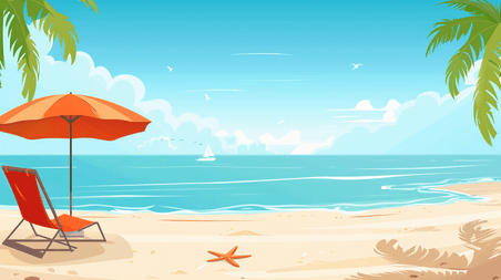 创意夏天夏季大海沙滩旅游三亚海边度假遮阳伞的背景