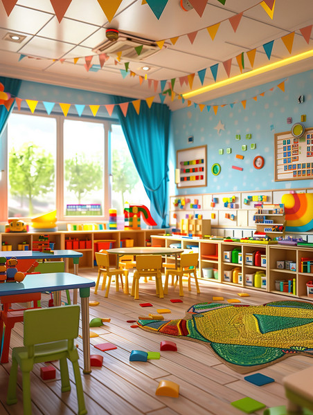 创意明亮多彩的儿童教室高清图片
