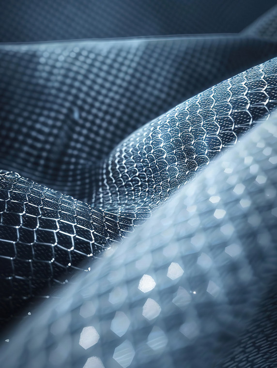 反光条的深蓝色编织物材料面料透气网状结构背景