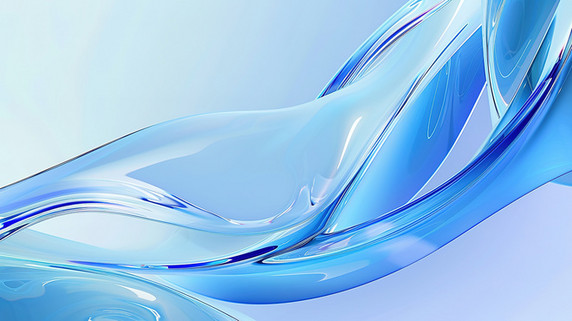清透干净流体水晶透明玻璃蓝色飘带背景图片