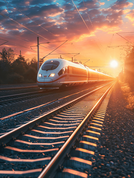 创意交通工具高铁列车上午高铁夏季素材摄影图
