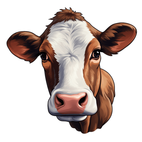 畜牧业乳制品头像奶牛元素立体免抠图案