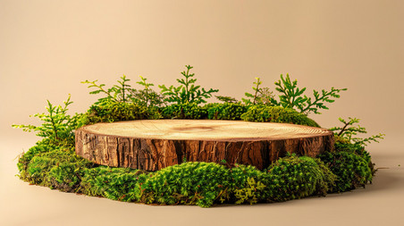 创意木块苔藓米色背景