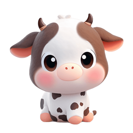 创意3d可爱畜牧业乳制品动物形象免扣素材奶牛