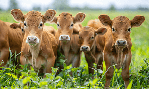 创意农场里的小牛犊和它们的妈妈动物畜牧业