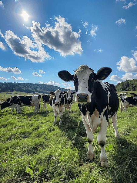 创意宾夕法尼亚州阿米什人农场的斑点牛动物畜牧业
