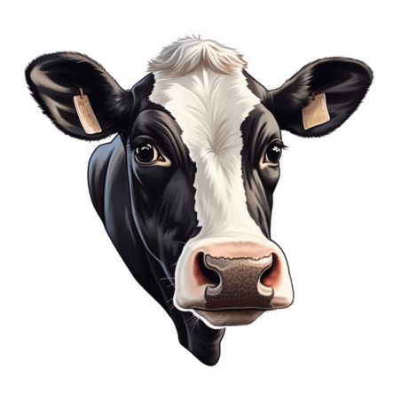 创意奶牛元素畜牧业乳制品头像立体免抠图案