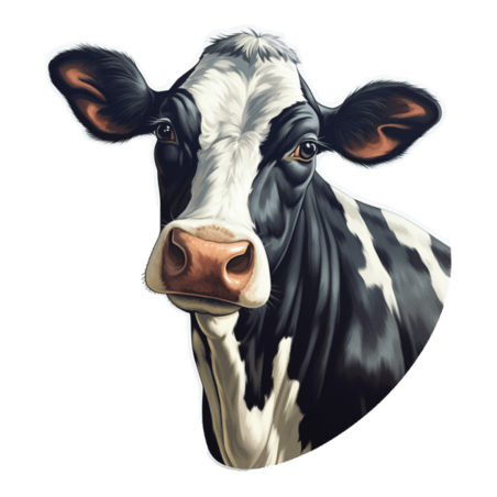 创意畜牧业乳制品头像奶牛元素立体免抠图案