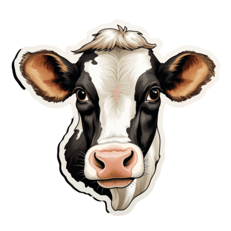 创意严肃奶牛元素立体畜牧业乳制品头像免抠图案