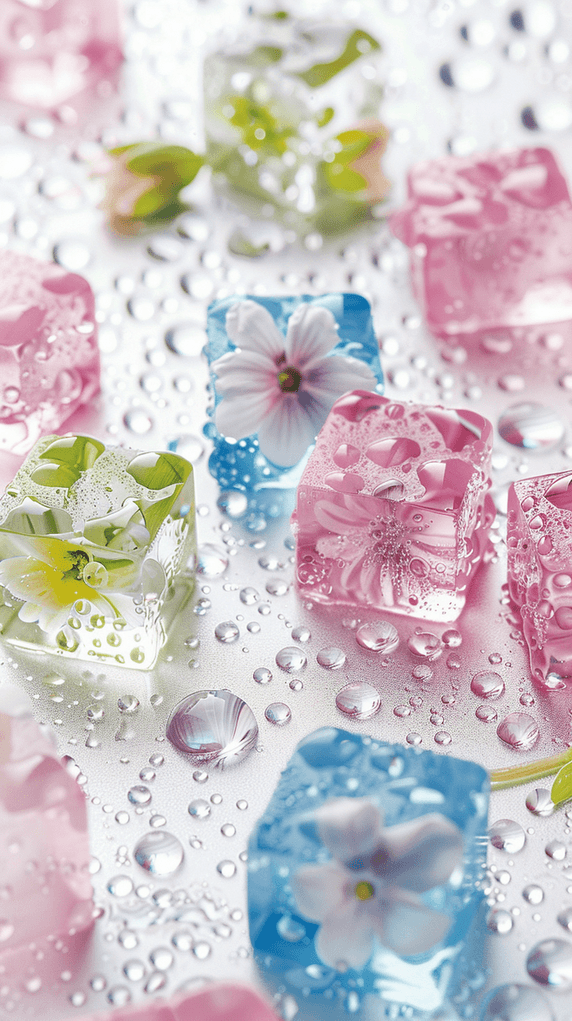 创意夏日3D粉色清新透明冰块手机壁纸7设计图