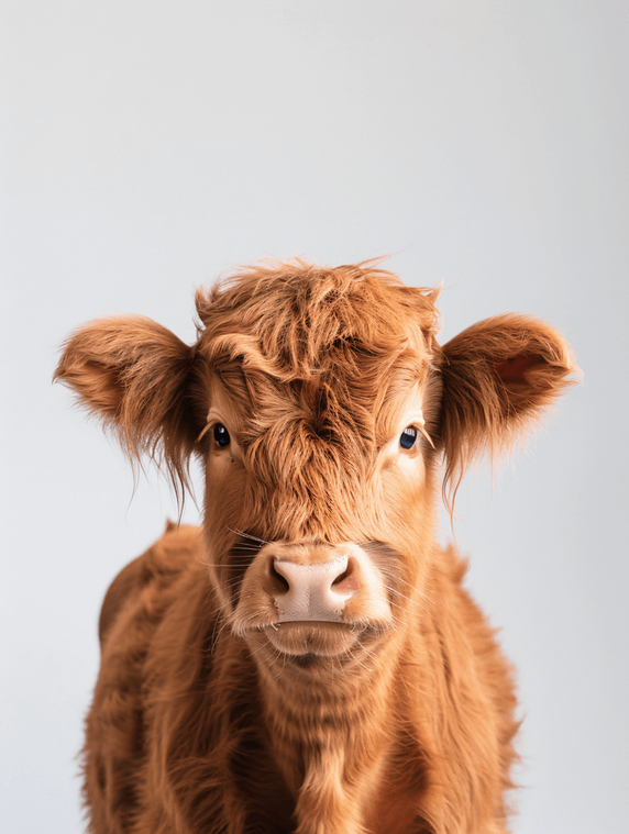 创意高地牛正面肖像动物畜牧业