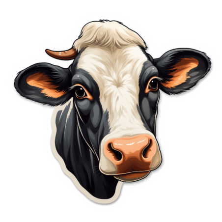 创意畜牧业乳制品头像奶牛元素免抠图案