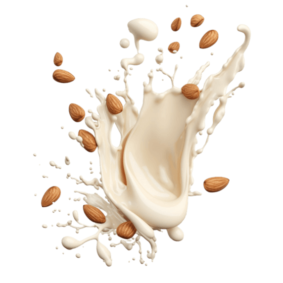 创意巴旦木牛奶元素立体免抠图案