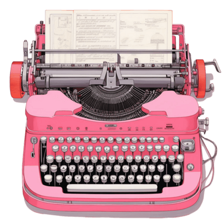 创意粉色打字机元素立体免抠图案