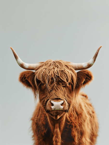 创意高地牛正面肖像动物畜牧业