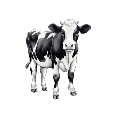 创意ai艺术憨厚奶牛畜牧业乳制品元素立体免抠图案