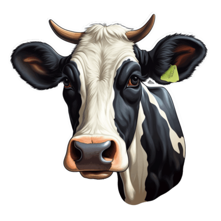 创意畜牧业乳制品头像奶牛元素立体免抠图案