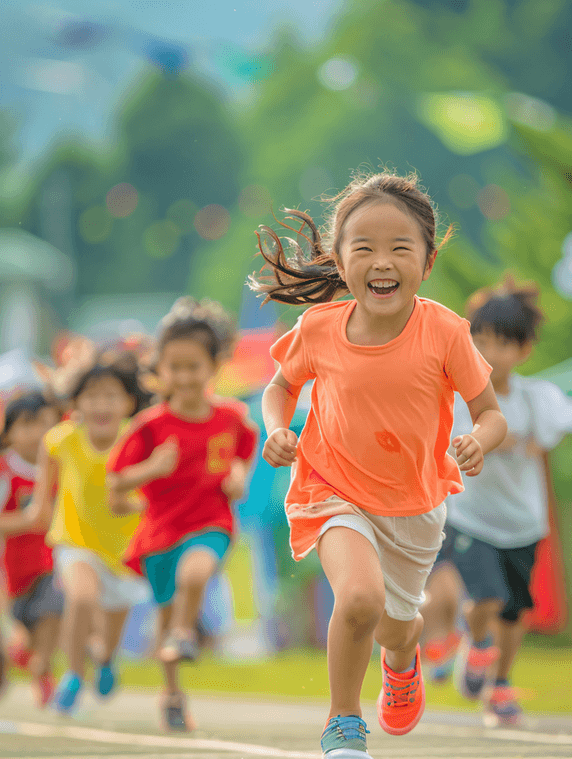 创意儿童节小学生奔跑教育培训运动体育校运会