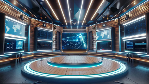 创意展台空间灯光合成创意素材科幻外太空航天空间站大屏幕背景