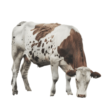 创意畜牧业乳制品奶牛低头元素立体免抠图案
