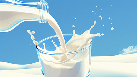创意奶瓶中倒出的牛奶插画6