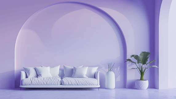 创意浅紫618室内家居直播间背景