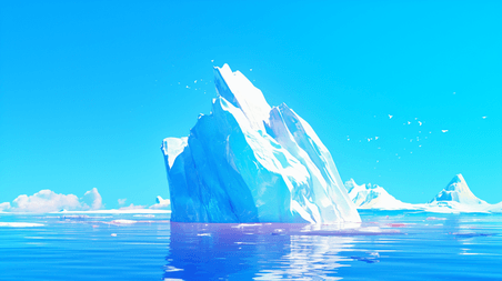 创意唯美蓝色海面上冰山一角的海洋大海海洋冰山背景
