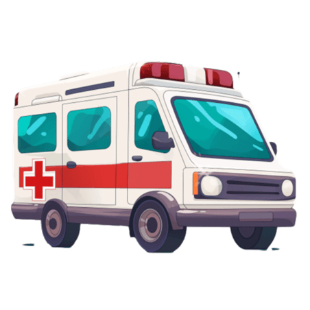 创意免抠救护车手绘插画元素