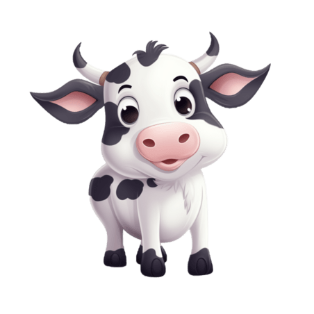创意卡通可爱手绘动物小动物元素奶牛畜牧业乳制品