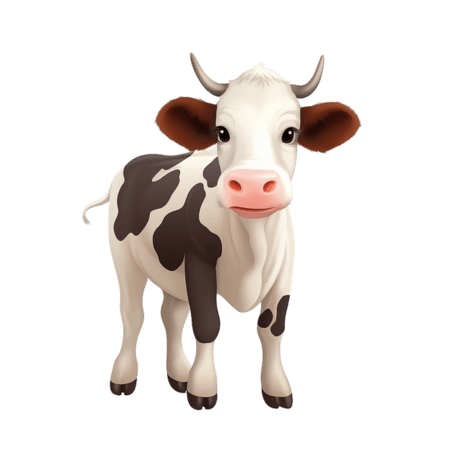 创意扁平卡通免抠图素材奶牛畜牧业乳制品