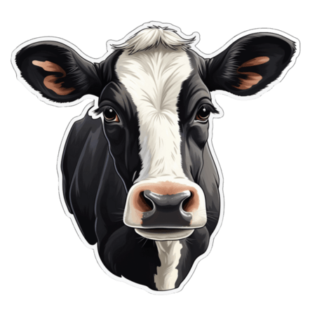 创意奶牛元素畜牧业乳制品头像立体免抠图案