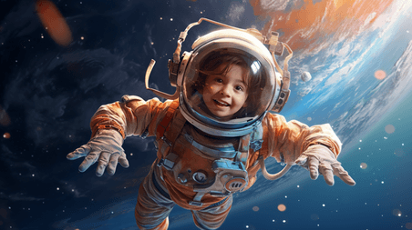 创意卡通宇航员星球太空儿童节航天宇宙太空