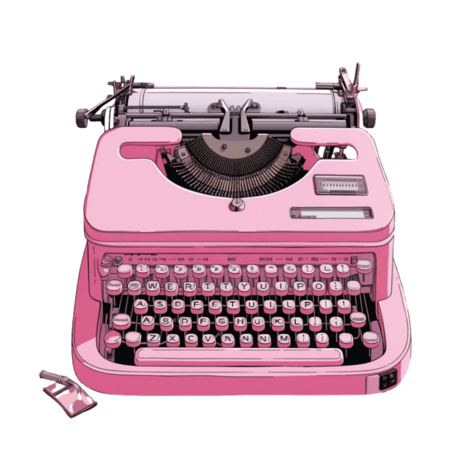 创意粉色打字机元素立体免抠图案