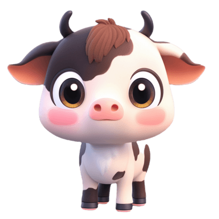 创意3d可爱动物形象免扣素材奶牛畜牧业乳制品