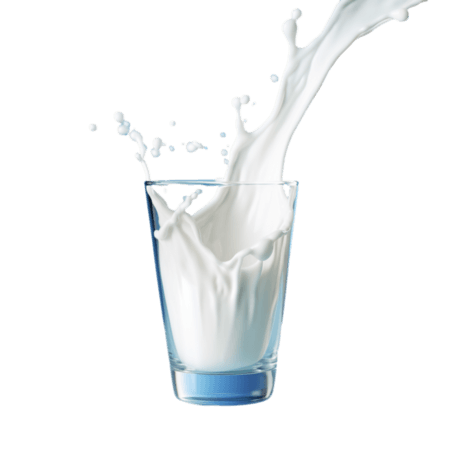 乳制品乳业奶制品鲜奶蓝色背景上有倒牛奶的飞溅