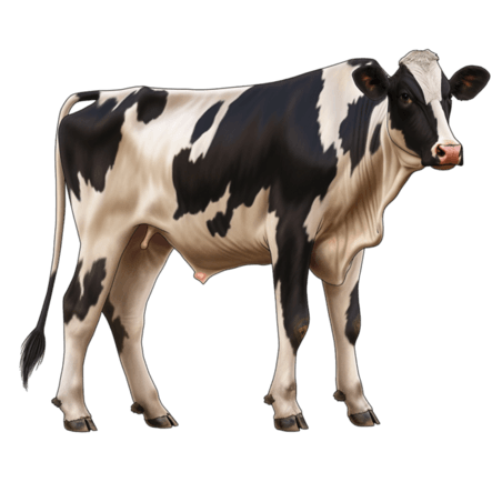 创意奶牛黑白花纹AI立体畜牧业乳制品装饰素材