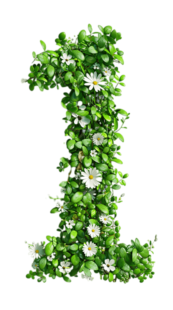创意六一儿童节绿叶花朵数字1免抠图片
