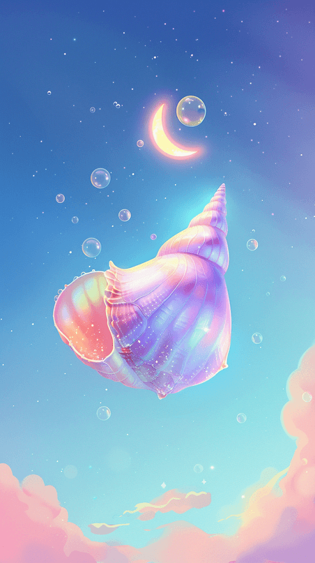 创意夏日梦幻海洋海底海螺贝壳珍珠背景图片