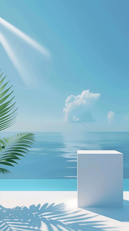 创意夏日海景展台3D产品展示区背景图