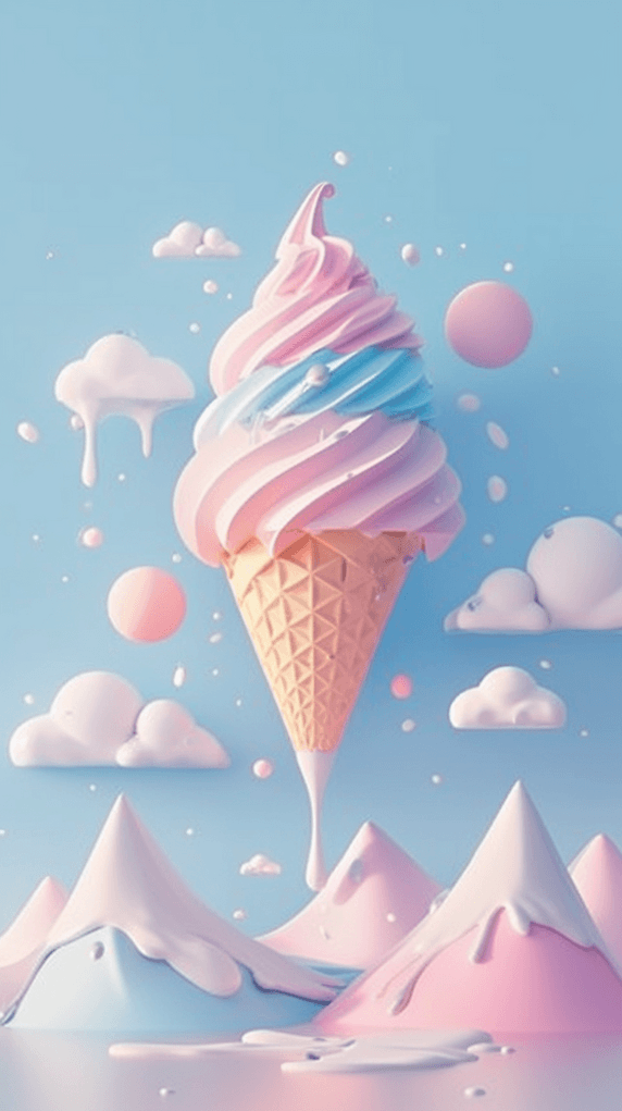 创意夏天清凉3D粉彩冰淇淋背景图片